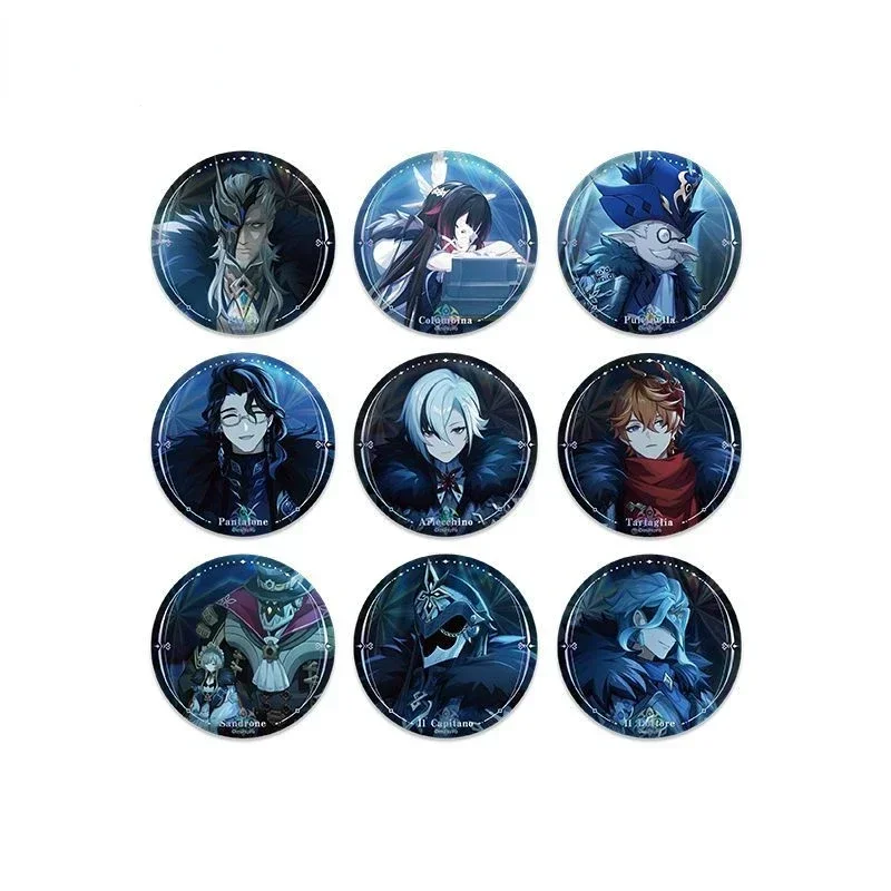 Genshin Impact Fatui Harbinger II Capitano Jester Arlecchino Doctor Pin Badge Backpack Icon Button Laser Brooch Accessories Gift