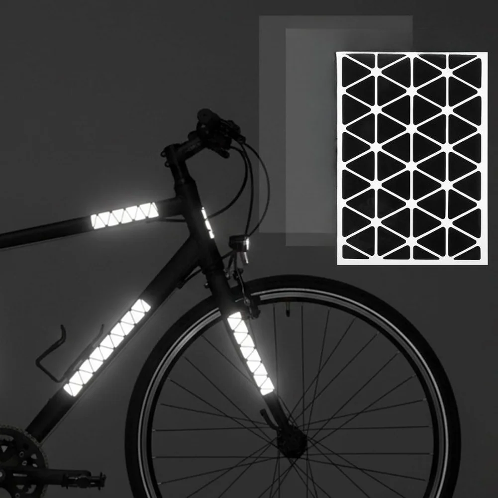 48-Piece Reflective Triangle Decal Kit for Bicycle Safety Applications Including Handlebars Seat Posts and Pedals
