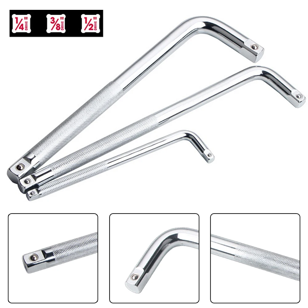 1pcs Extension L Type Bent Bar Shaped Double End Anti Slip Socket 1/2 1/4 3/8inch Wrench Curved Rod Spanner Hand Tool Accessorie