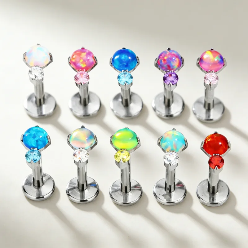G23 Titan Labret Piercing Kleiner Zirkonia Aurora Protein Stein Lippenstecker Tragus Helix Knorpel Nasen- und Ohrschmuck