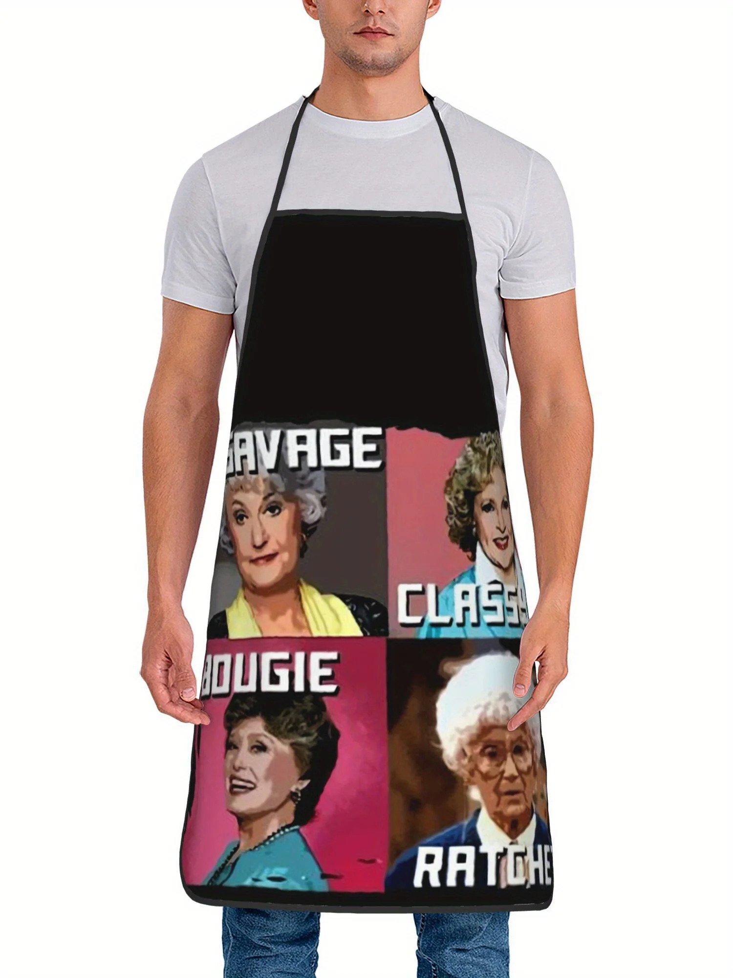Classic Golden Girls Character Meme Slogan Block Art Printed Oilproof Apron Men Women Cooking Barbecue Baker Tv Fan Surprise