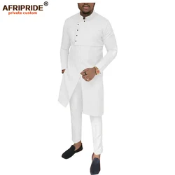 AFRIPRIDE-Ensemble de vêtements africains pour hommes, veste combinée Dashiki, pantalon Ankara, survêtement tribal trempé, poche d'avertissement, A1916035, 2019, 2 pièces