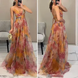 Elegant Formal Party Dress Elegant One Shoulder Tie-dye Ball Gown with Mesh Bubble Sleeves Split Hem Women's Evening Dress