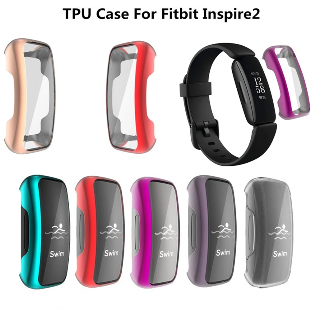 Fitbit Inspire 2 용 소프트 TPU 스마트 워치 케이스 커버, 쉘 엣지 프레임, 전체 화면 보호대, 보호 범퍼 액세서리