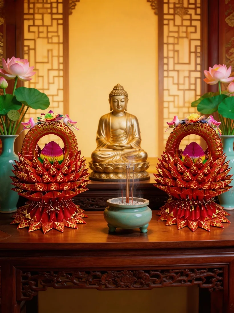 chaoshan-god-worship-paper-material-kit-lucky-prosperous-flower-basket-material-kit-moon-goddess-offering-handmade-semi-finis