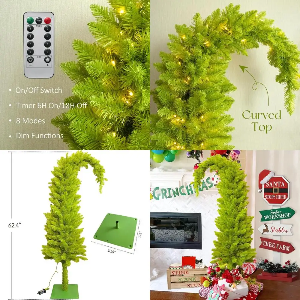 

6ft Pre-Lit Artificial Christmas Tree with Timer Remote, 150 LED Lights, Ideal for Indoor Holiday Decor