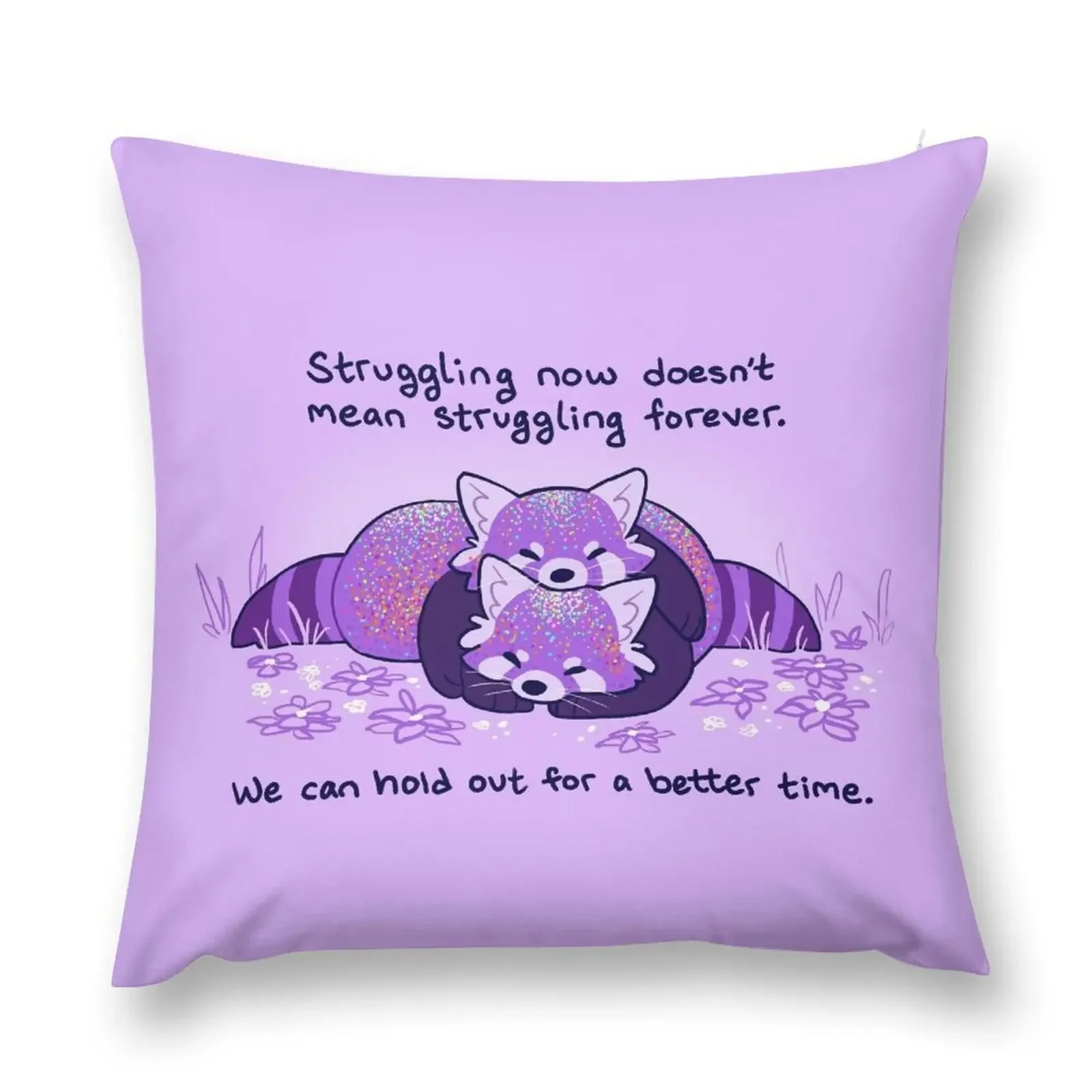 

Struggling now doesn't mean struggling forever Cuddling Purple Red Pandas Throw Pillow Pillow Cases Decorative pillow