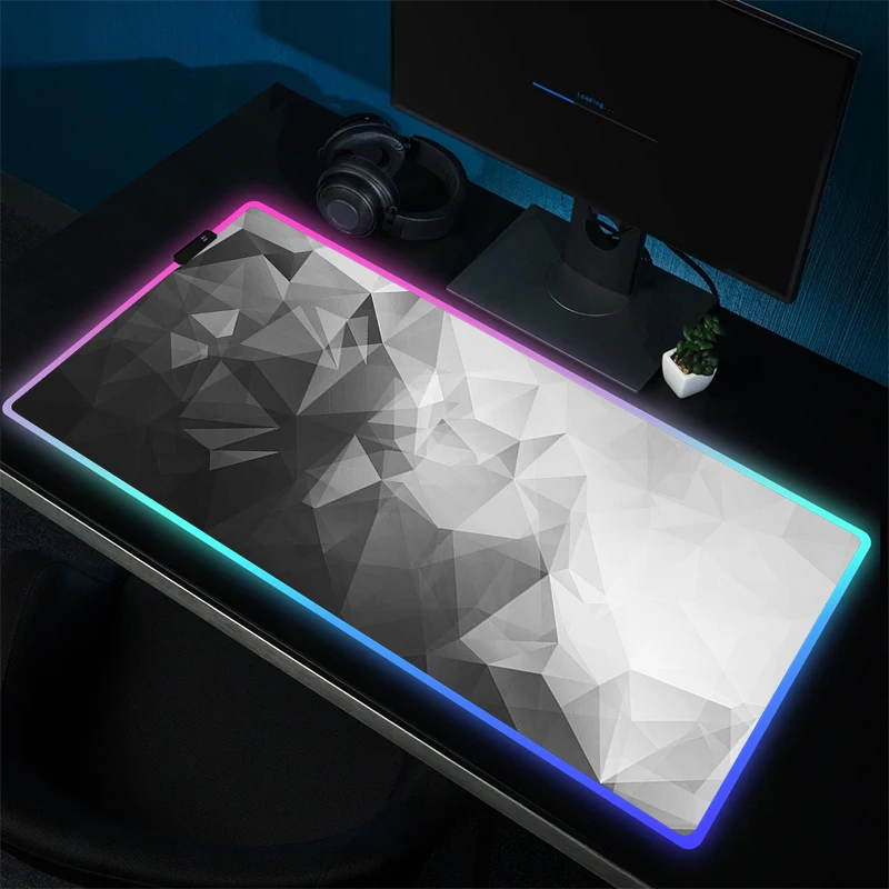 Rgb Gaming Muismat Zwart Wit Muismat Grote Antislip Bureaumat Led Game Rubber Muismat Gamer Hd Print Computertapijt