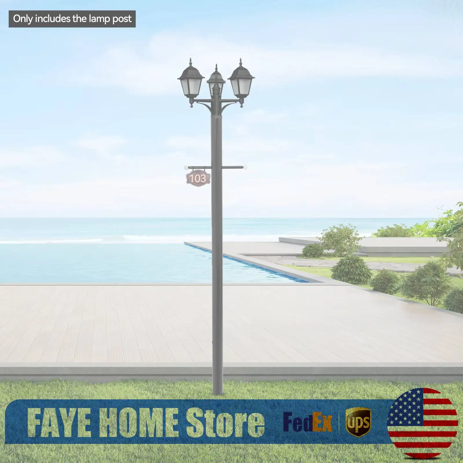 

Уличный фонарный столб, 2-метровый, разборный, черный, для прямой установки в грунт, для подвешивания светильников, камер, флагов