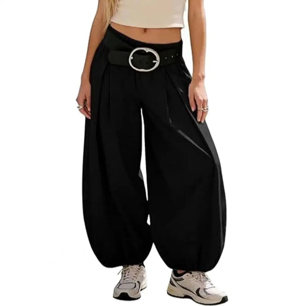 Womens Trousers Relaxed Fit Pants Women Wide Leg Barrel Pants High Waisted Balloon Trousers Solid Color Pleated Baggy for Wear
