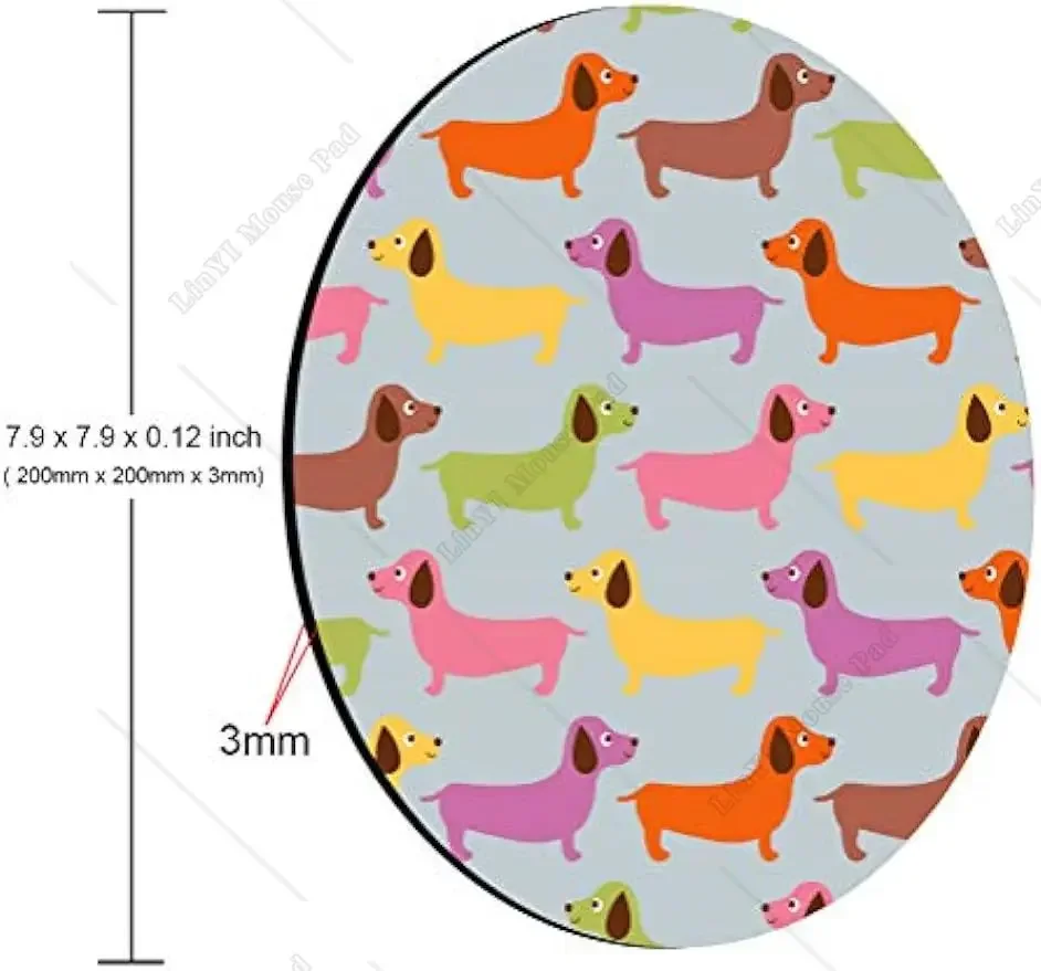 Imagem -02 - Mousepad Redondo com Base de Borracha Antiderrapante Tapete Colorido do Rato do Cão do Dachshund Acessórios Bonitos da Mesa do Escritório 79x79 in