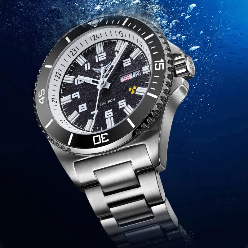 YELANG ساعة عسكرية للرجال 44 مللي متر غواص ساعة يد ميكانيكية أوتوماتيكية أنابيب مضيئة الياقوت 30ATM مقاوم للماء ميوتا 8205