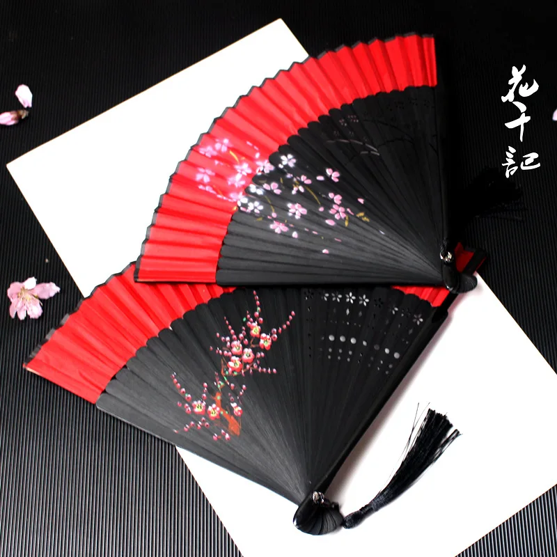 Wedding Birthday Travel Big Red Fan Dance Fan Easy To Open Foldable Silk Fan