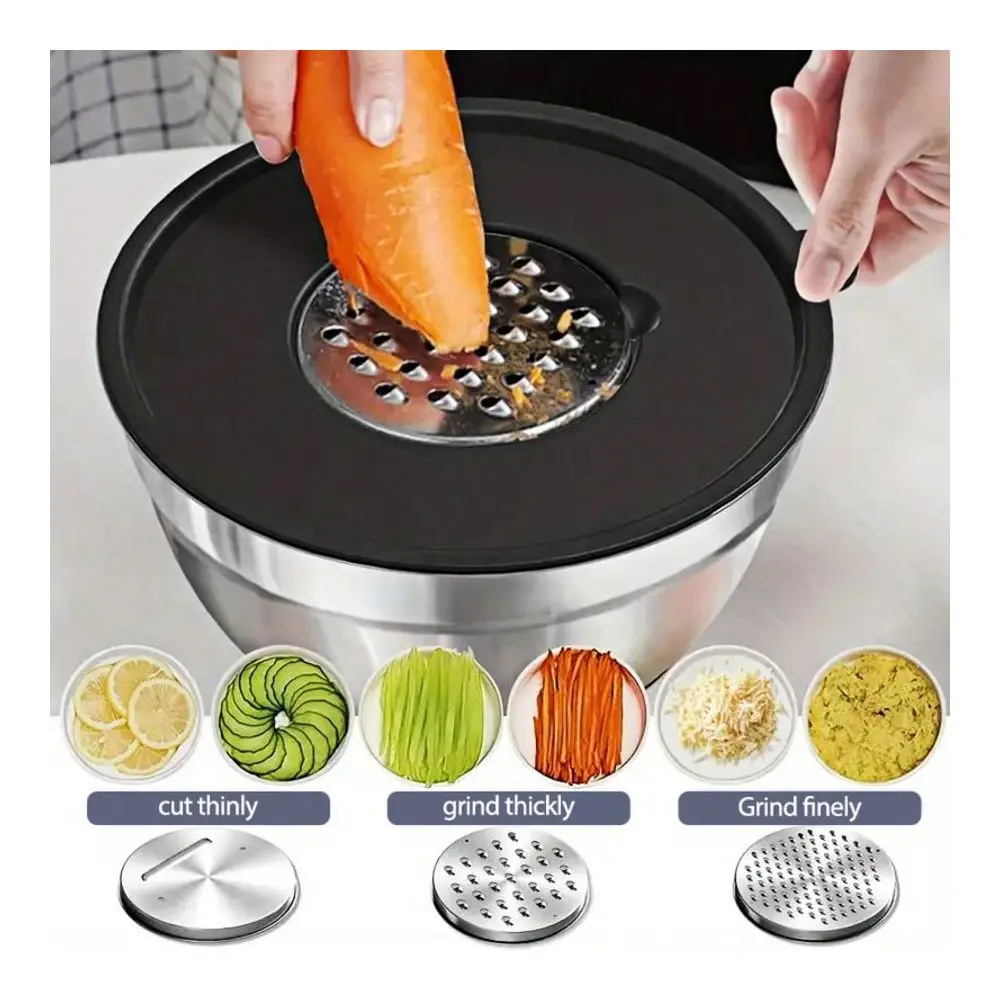 

Stainless Steel Mixing Bowls Set With Airtight Lids, 21Piece Metal Bowls With Black Lids For SpaceSaving Storage, Various Sizes