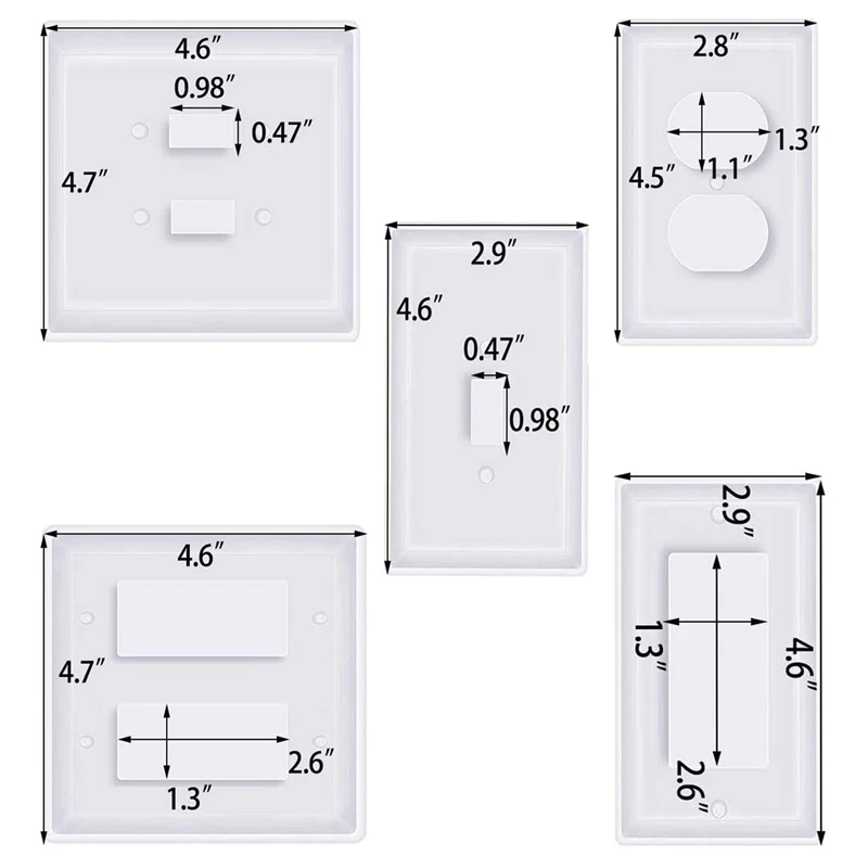 5 Pcs Light Switch Cover Switch Socket Panel Plaster Mold Resin Molds Epoxy Mold For DIY Crafts Making Home Decor