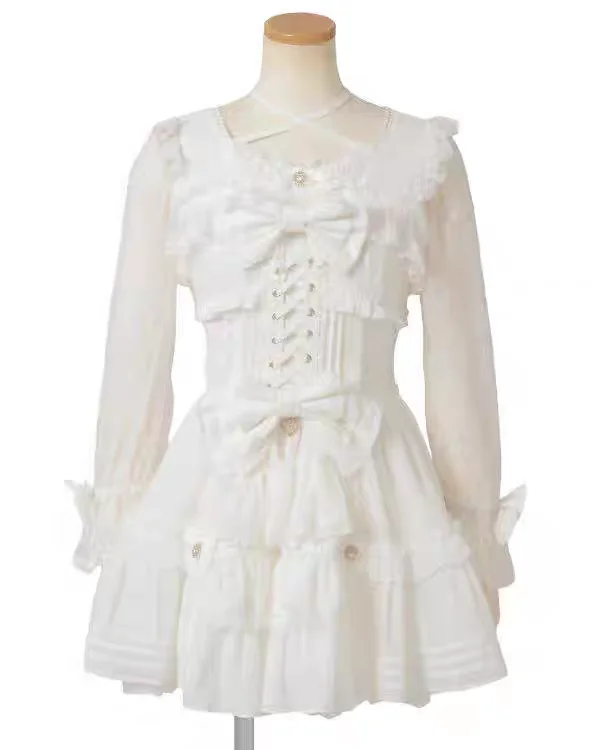 Japanse Liz Zoete Meisjes Leuke Lolita Jurk Kant Patchwork Lange Mouw Elegante Prinses Jurk 2023 Nieuwe Slim-fit Lolita jurken