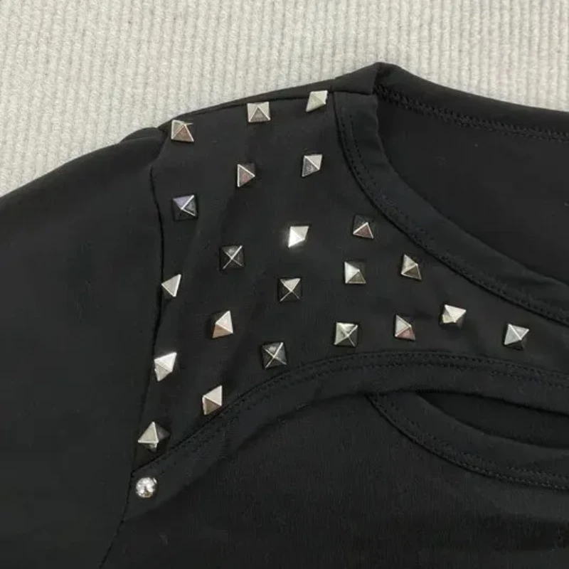 

Harajuku Aesthetics Dark Gothic Streetwear Top American Retro Solid Color Willow Ding Decoration Abi Style Long Sleeved T-shirts