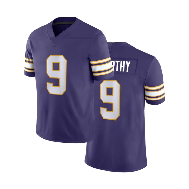 Men's Minnesota Vikings J.J. McCarthy Purple 2nd Alternate Player Game Jersey #9 Training Jersey Football Uniform For Adult