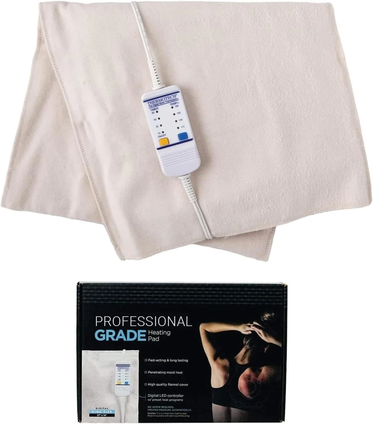 Professional Grade Moist Heating Pad 2nd Gen, High Heat Deep Penetrating, Extra Large King Digital 26x14in