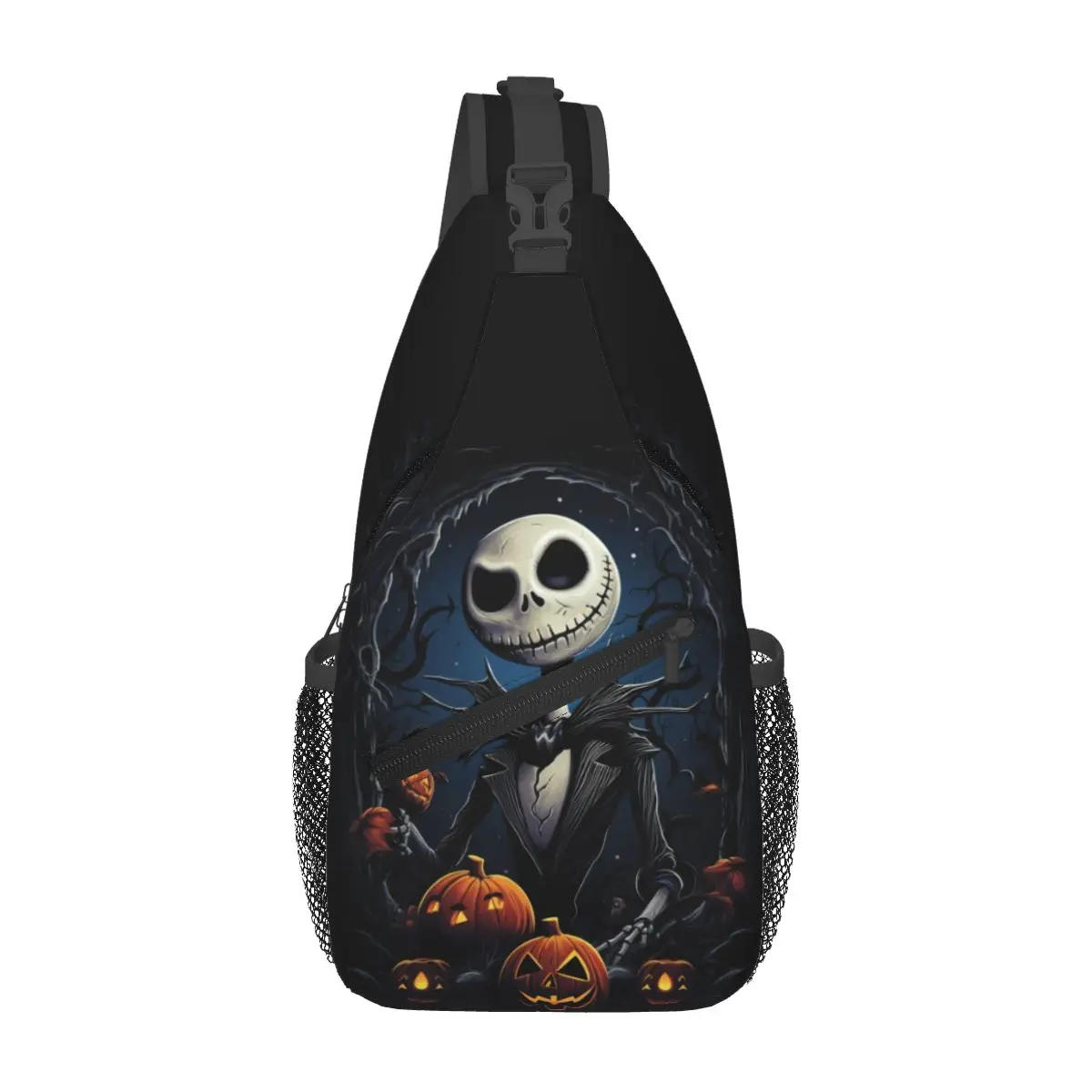 Custom The Nightmare Before Christmas Sling Crossbody Backpack For Cycling Jack Skellington Daypack Printing Shoulder Backpack