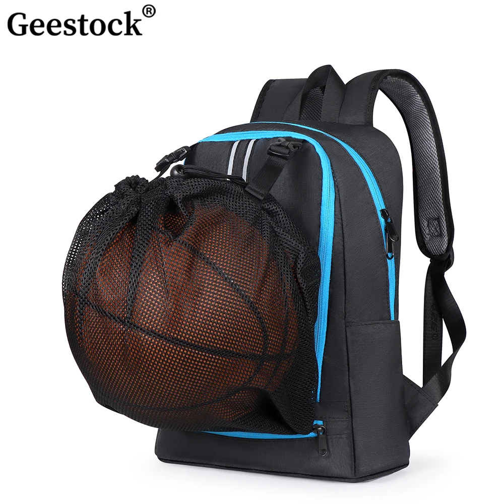 Geestock Basketball Backpack Sports Backpack Boys Football Bag Student School Large Soccer Ball Bag Backpack With Mesh Pockets