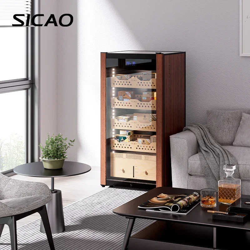 Small Cigar Humidor Electric 191L Hold 800 Thermoelectric 16-22℃ Spanish Cedar Wood Luxury Mini Cigar Cooler Cabinet