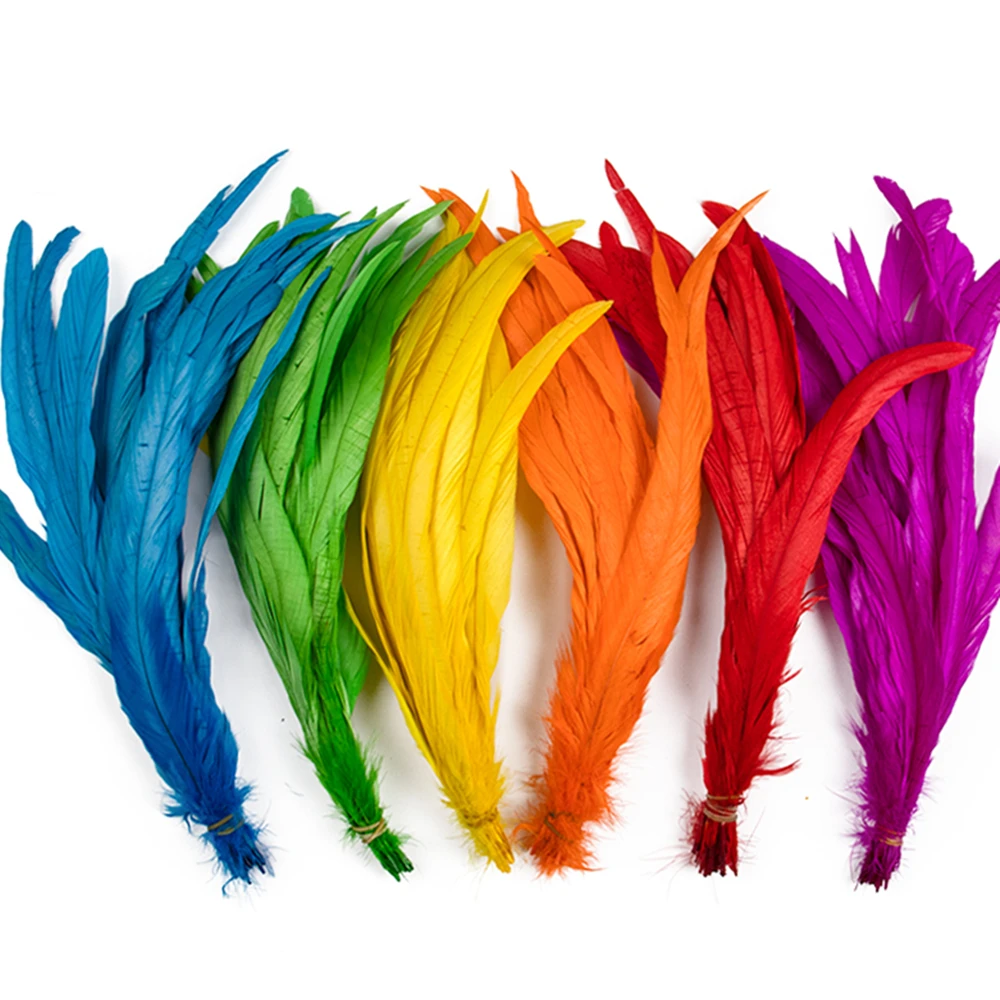 50pcs/bag  Carnival Rooster Feathers 25-30cm 30-35cm 35-40cm 40-45cm Long Colored Pheasant Plumas Clothing Head Decoration