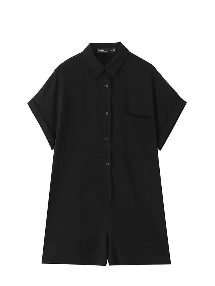 HH Tuta corta decorativa da tasca monopetto con risvolto moda estiva da donna Tuta sottile da pendolare casual elegante femminile