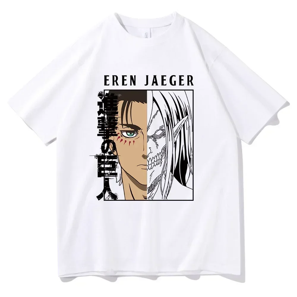 Anime Attack On Titan T Shirt AOT Eren Yeager Graphic Print Clothes Tops Fashion Plus Size Cotton Short Sleeve Tshirt Women Men