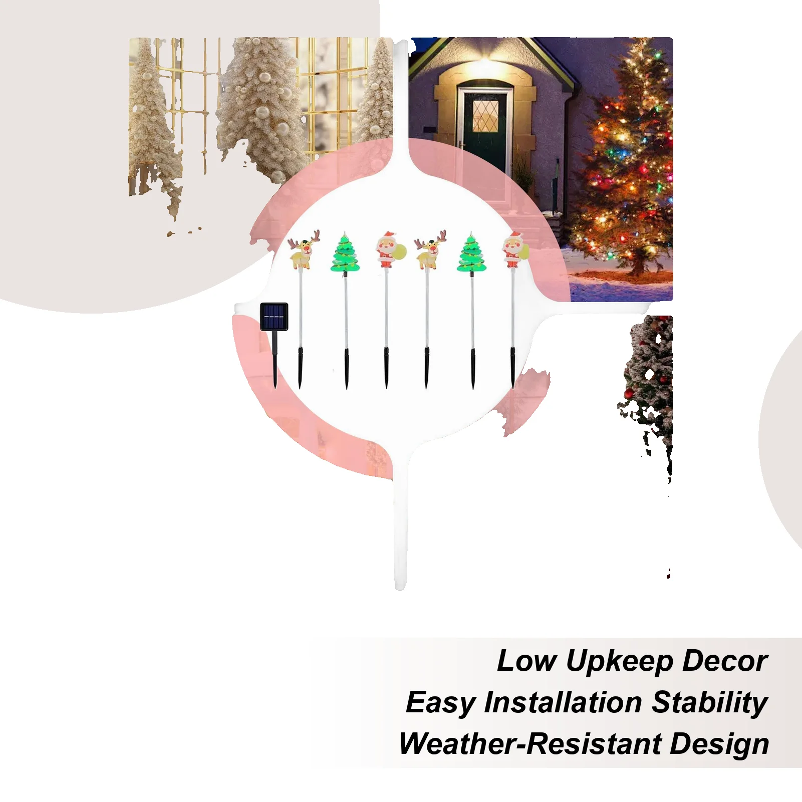 

Солнечные рождественские дорожные фонари, ландшафтный декор, лампа с оленями, дворовые фонари для дворов, крыльев, лужайков, вечеринок, дорожек, фестиваль