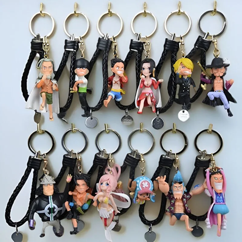 LLavero de dibujos animados con figura de una pieza, mono D Luffy, juguetes de dibujos animados, adorno, bolsa para llaves, llavero de coche Roronoa Zoro, regalos de cumpleaños para niños