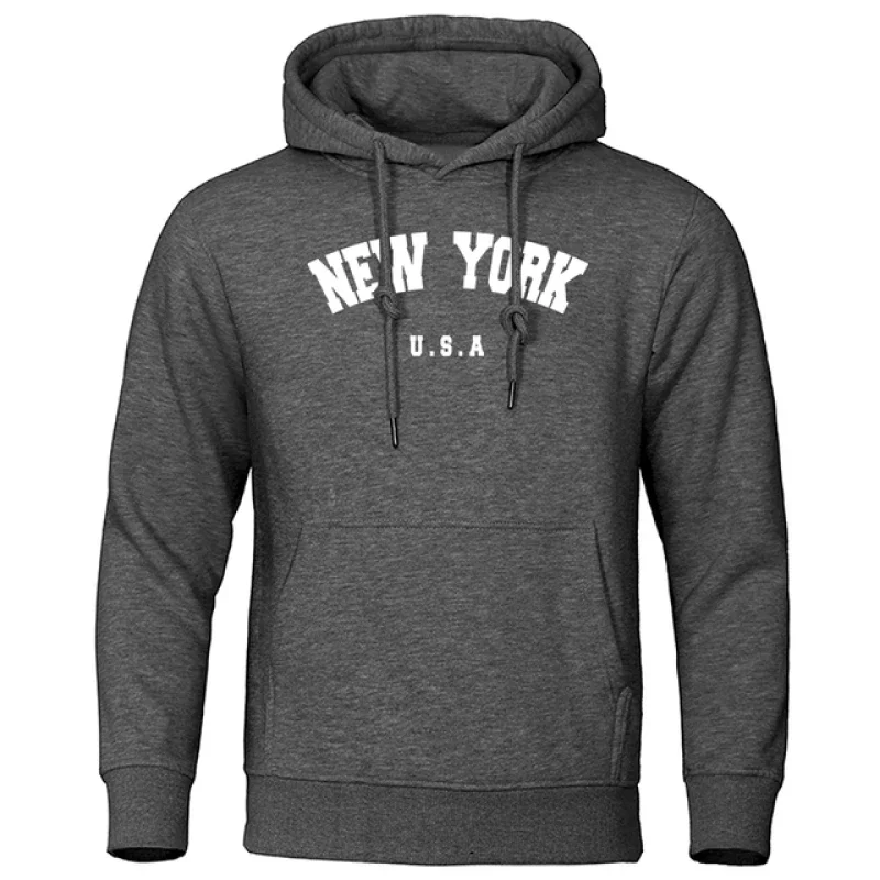 Sudadera con capucha con estampado de letras de la ciudad de Nueva YORK para hombre, Jersey informal de manga larga con capucha, sudadera holgada de gran tamaño, Sudadera con capucha de calle