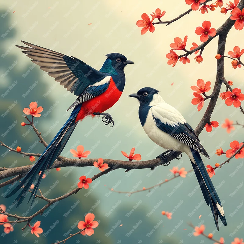 Three Ratels Elegant peacock art wall sticker for home Decoration