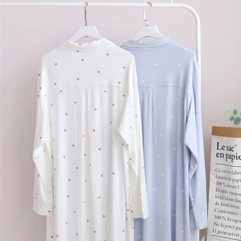 Nightgowns Women Sleepwear Baggy M-3XL Sweet Girlish Japanese Style Kawaii Clothes Home Cozy Designer Minimalist Pockets Print