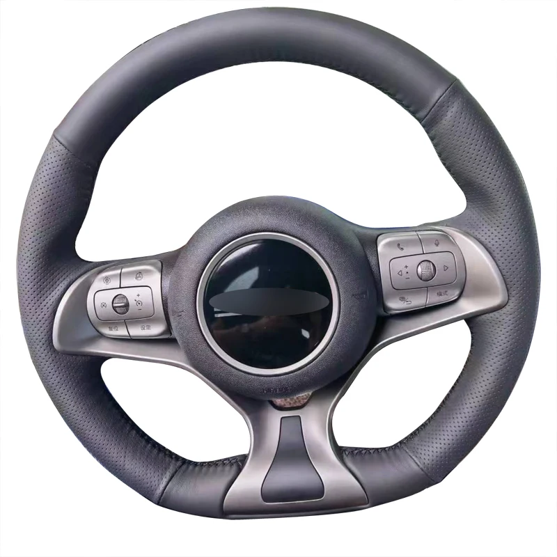 Braiding Steering Wheel Cover Cowhide for BYD Dolphin 2023 Atto3 Hand Sewing Leather  Interior Accessories