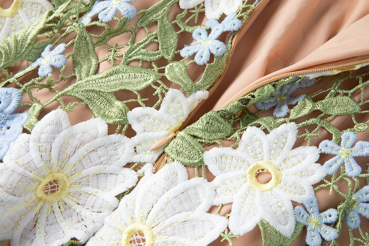 Summer Floral Formal Evening Long Dress Women Runway Luxury Hollow Out Sexy Backless Embroidery Maxi Birthday Party Dresses