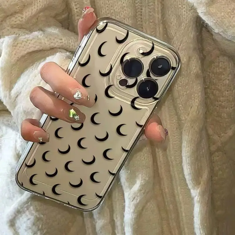

Funny Half Moon Phone Case For Samsung Galaxy S24 S23 S22 S25 Ultra Plus Shockproof Transparent Cover S22+ S23+ S24+ S25+ Shell