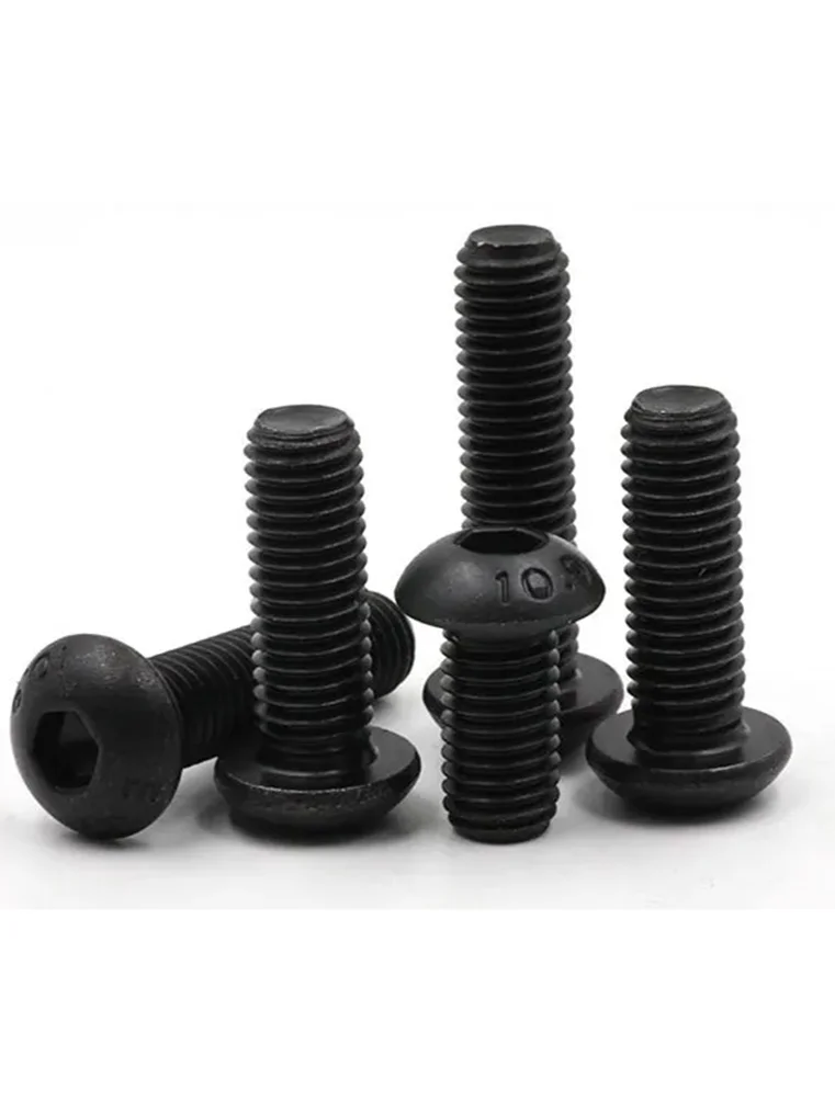 100pcs/lot M5*6/8/10/12/14/16/20/25/30/35/40/45/50 10.9 grade carbon steel hex socket pan head black screws hardware 299