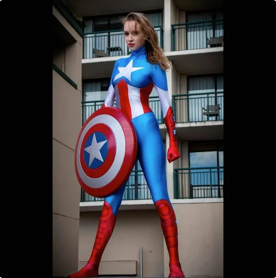 

Captain Cosplay Costume Party Female Girls Woman Jumpsuits Superhero Zentai Bodysuit