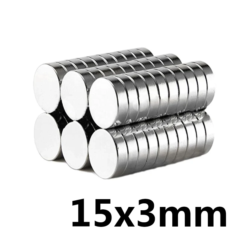 Imán menor de búsqueda de 15x3mm, diámetro de 15mm x 3mm, imanes de disco de neodimio magnéticos redondos pequeños a granel de 15x3mm, 15x3 m