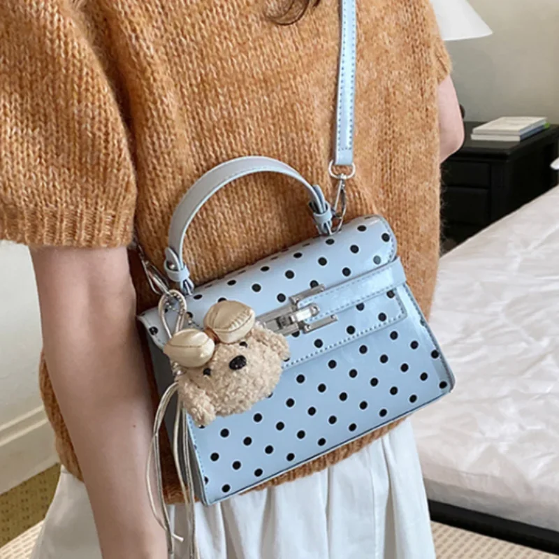 

Korean New Polka Dot Niche Trapezoidal Handbag, Sweet Magnetic Crossbody Shoulder Bag, Square Versatile Commuter Purse for Women