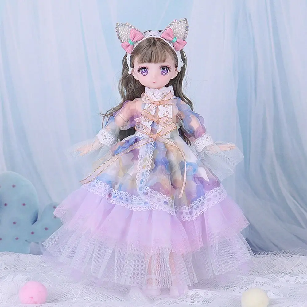 Pink Eyed 30cm Puppe mit Kleidung Prinzessin Stil Set mit Kleidung 1/6 Bjd Puppe Niedliche 1/6 30cm 3D Simulierte Scharnier Puppe Mädchen Spielzeug