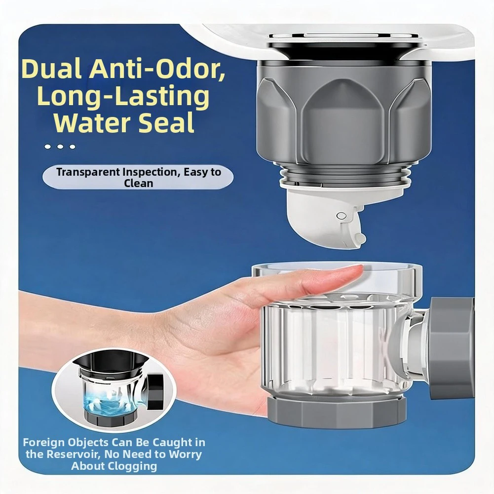 Basin Drain Pipe Adjustable Length 1m Grey PVC Metal Construction Space Efficient Under Sink Drainage Solution