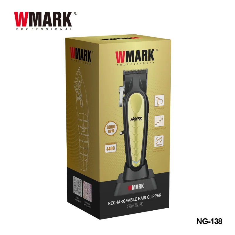 WMARK NG-138 +NG-388new hair clipper oil head electric clippers hot selling charging base hair salon