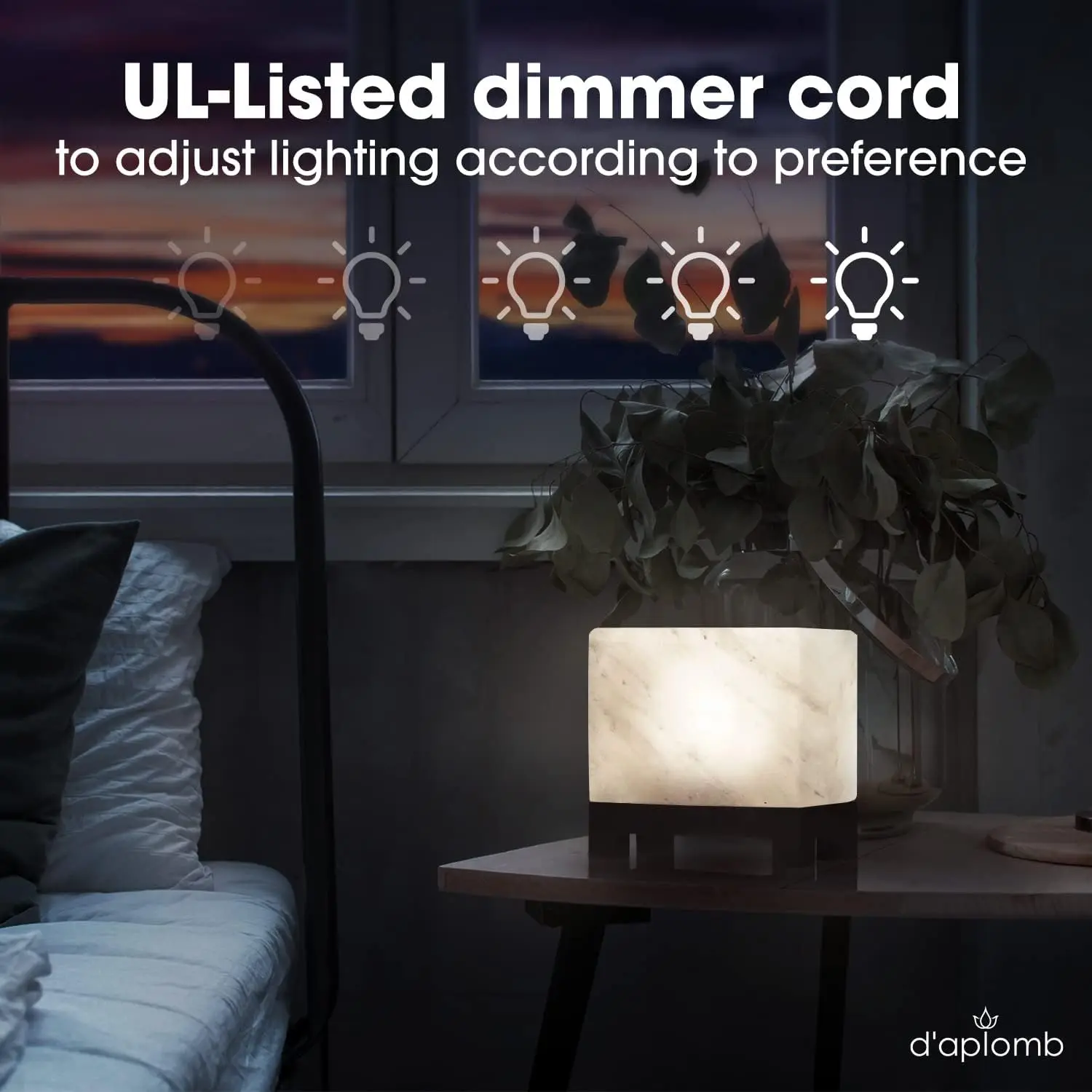 Authentic Himalayan Salt Lamp with Hand-Carved White Crystal, Wood Base & Dimmer Switch - 11.5 lbs