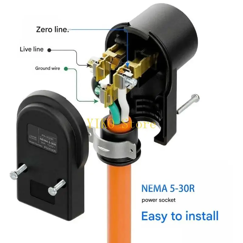 K32C NEMA 5 30R 30Amp Power Connectors 125V Industrial Equipment with Angled Design