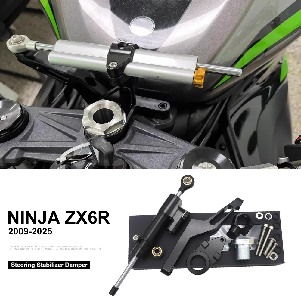 

ZX-6R 2024 Motorcycle Steering Damper Stabilizer & Bracket Mount Kit For Kawasaki Ninja ZX-6R ZX6R 2009-2025 ZX 6R 636