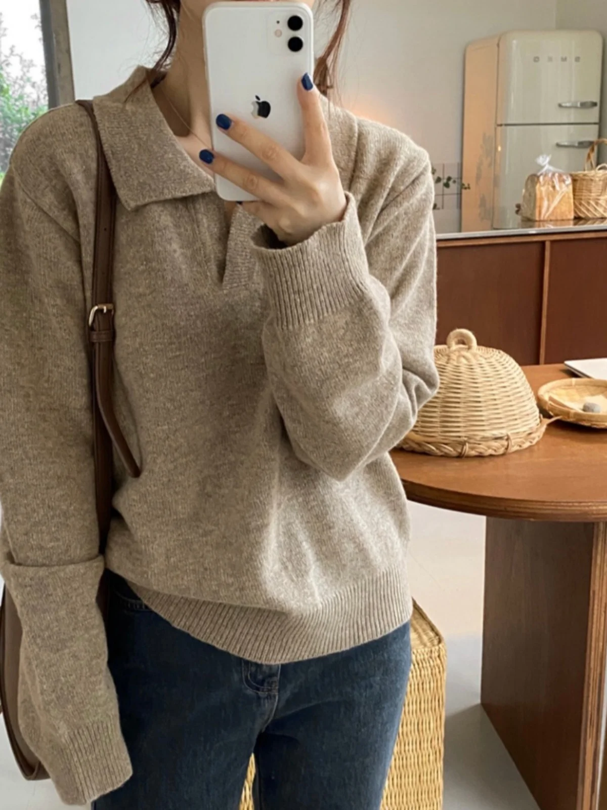 

Ladies Long Sve Knitted Sweater Warm Thiened Faux Fur Collar Leisure Sle Autumn Winter Faionable Versatile Top