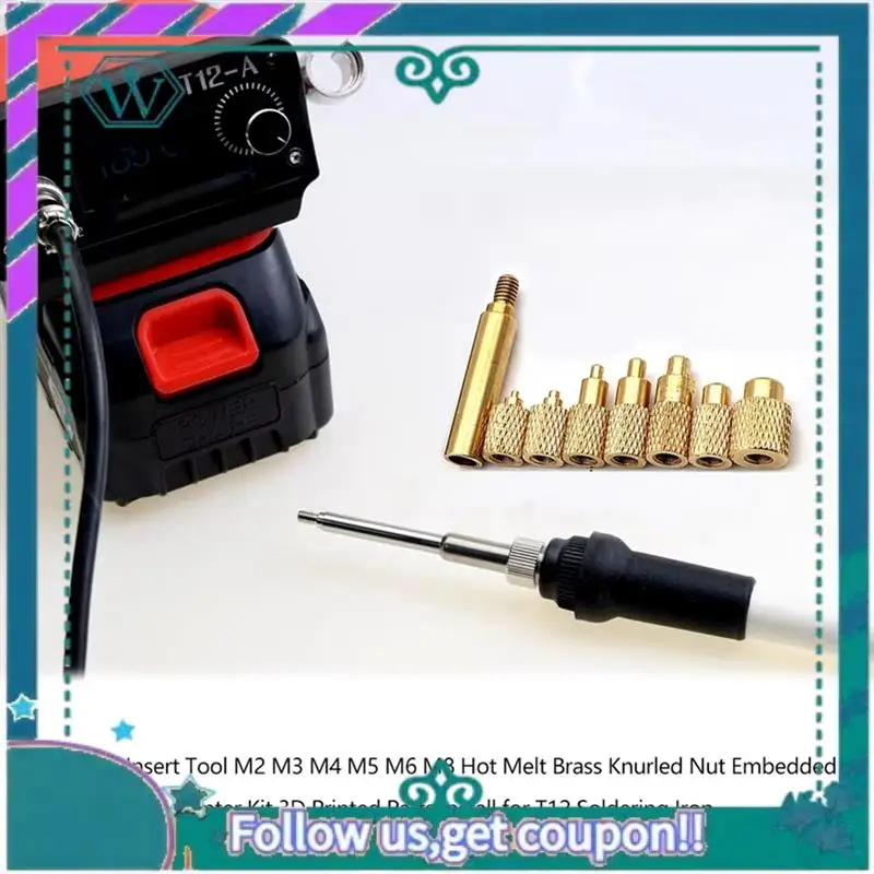 Upgraded For Quicko T12 Soldering Iron Compatible 3D Printed Parts Hot Melt Nut Embedded Insertion Tipl Tip M2-M8 Heat Set Inser