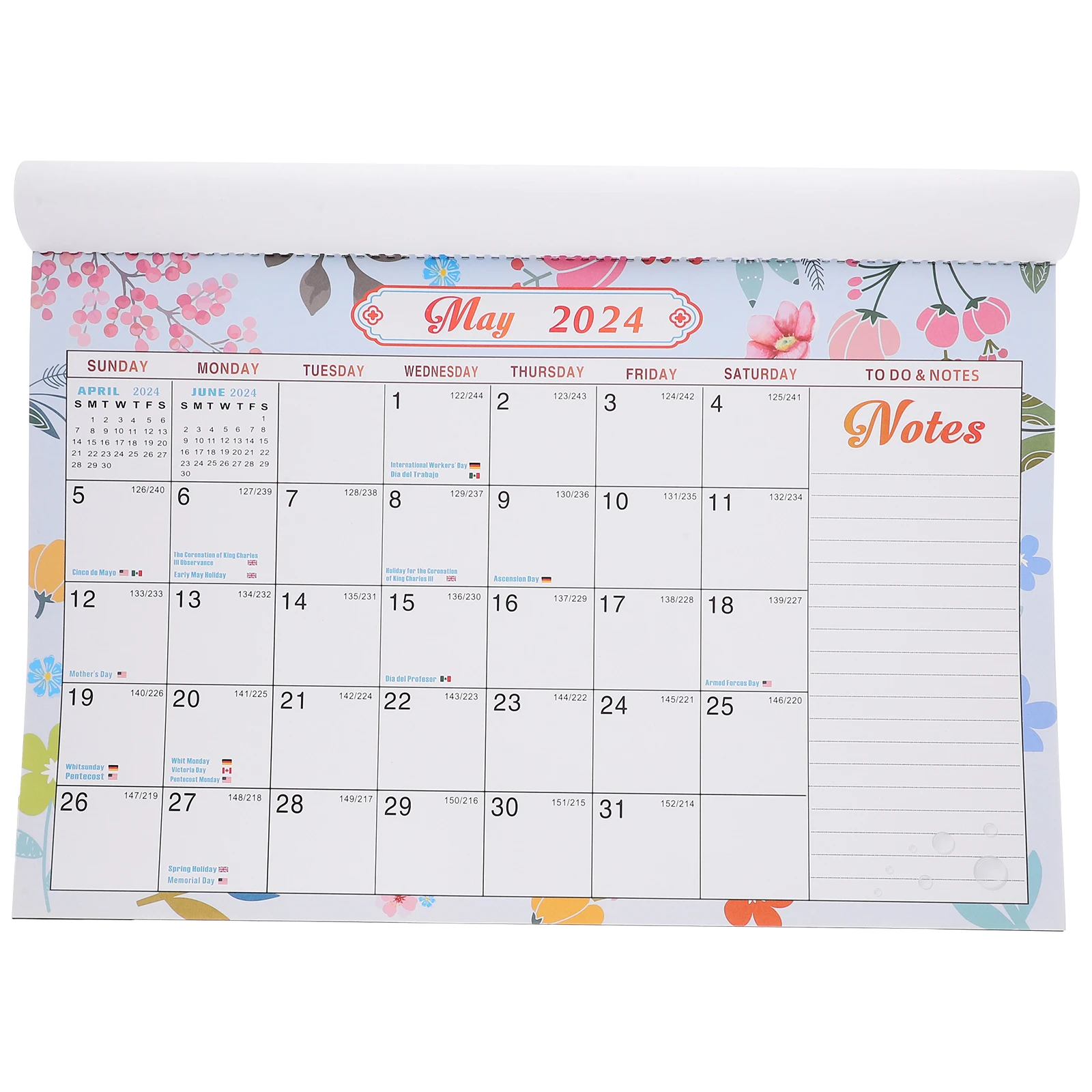 

2024 Holiday Hanging Sturdy Wall Monthly Home Daily Use Calendar Office Room Hanging Household Wall Calendar Clear Printing